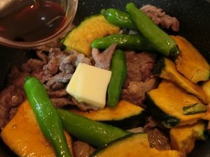 きょうの料理のかぼちゃと牛肉のバターじょうゆ