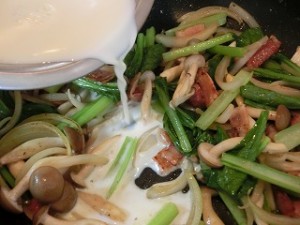 みんなの家庭の医学の小松菜のクリームスパゲティ