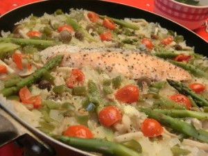 男子ごはんの塩鮭の和風パエリア