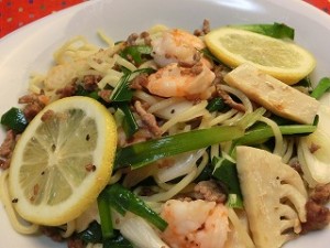 ノンストップ!のタケノコとエビのさわやか焼きそば