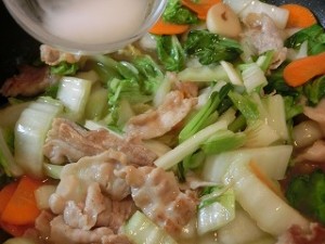 ノンストップ！の白菜とチンゲン菜の豚バラ塩あんかけ